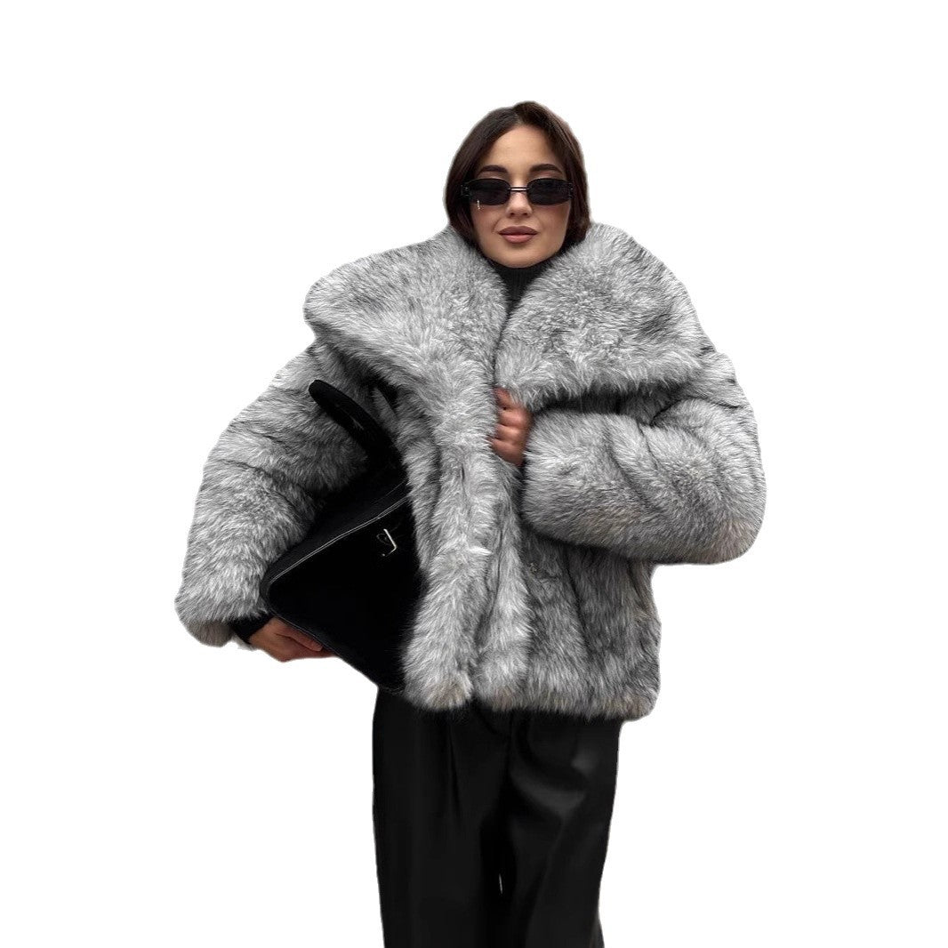 Minerva | Women's Faux Fur Jacket with Oversized Collar