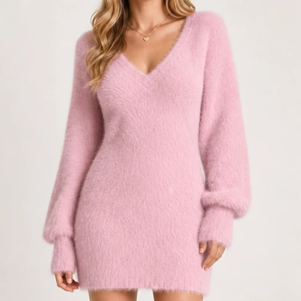 Maureen-Constance | Women's Faux Fur Sweater Dress