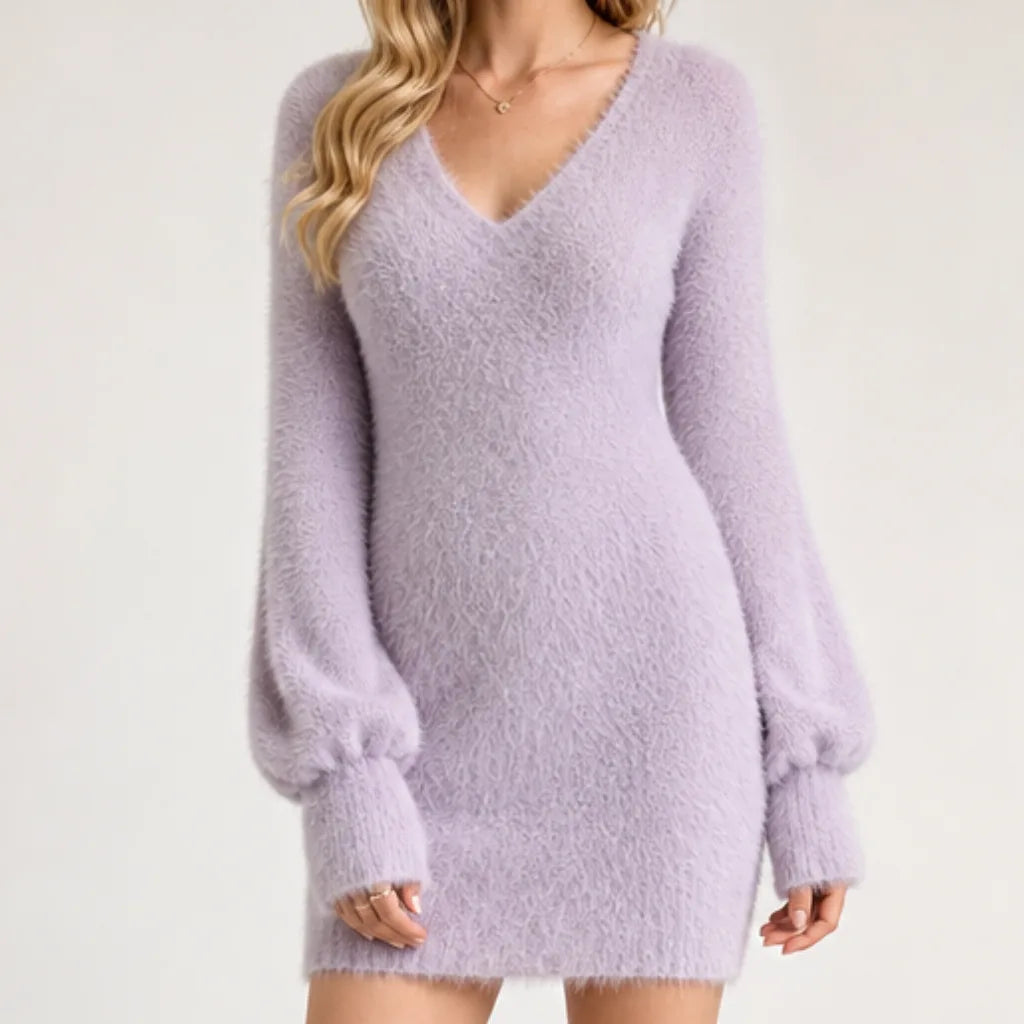 Maureen-Constance | Women's Faux Fur Sweater Dress