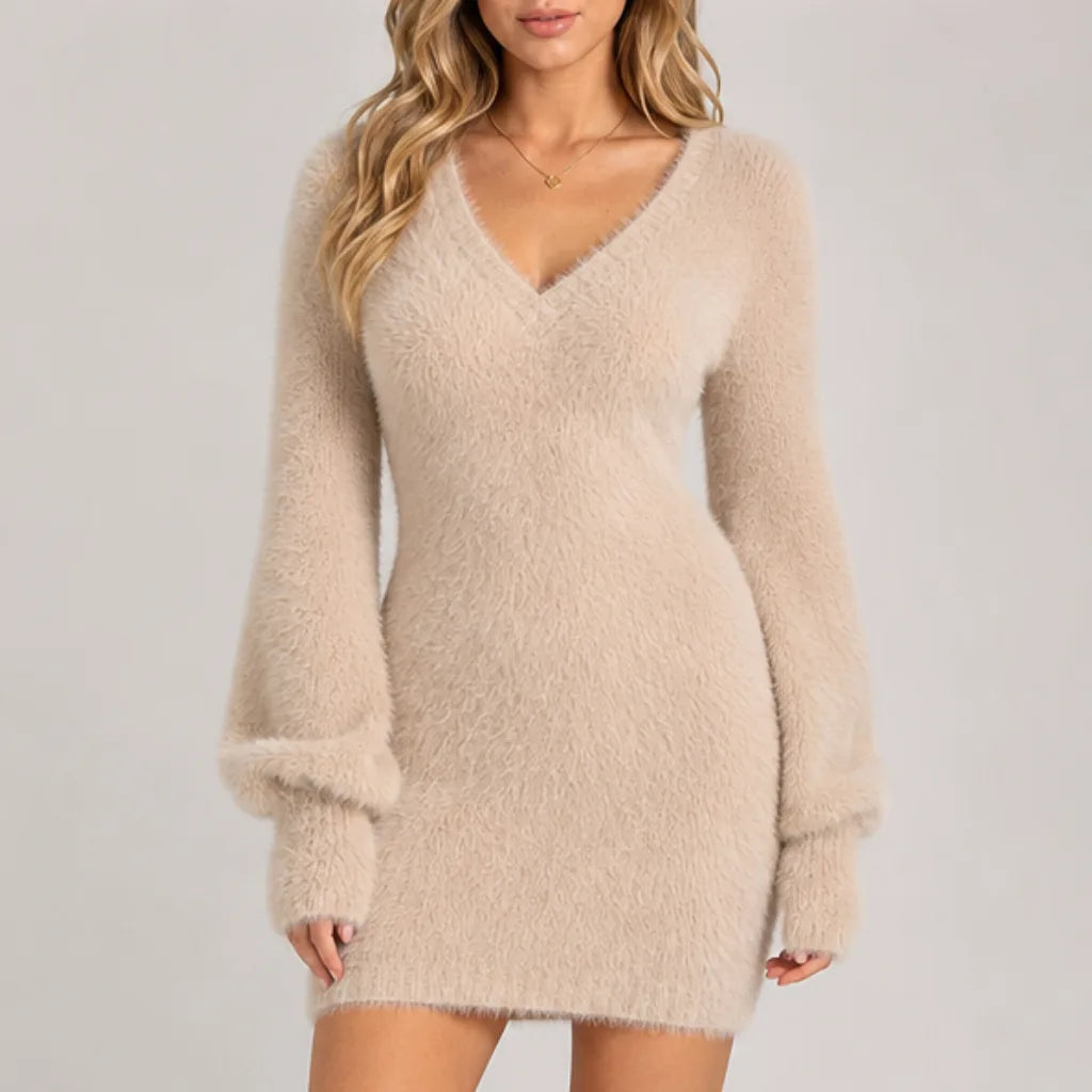 Maureen-Constance | Women's Faux Fur Sweater Dress