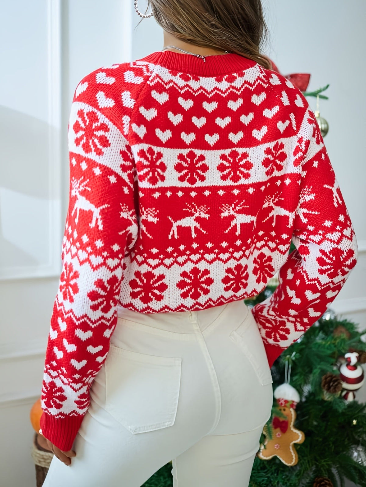 June | Women's Festive Fair Isle Relaxed-Fit Knit Sweater