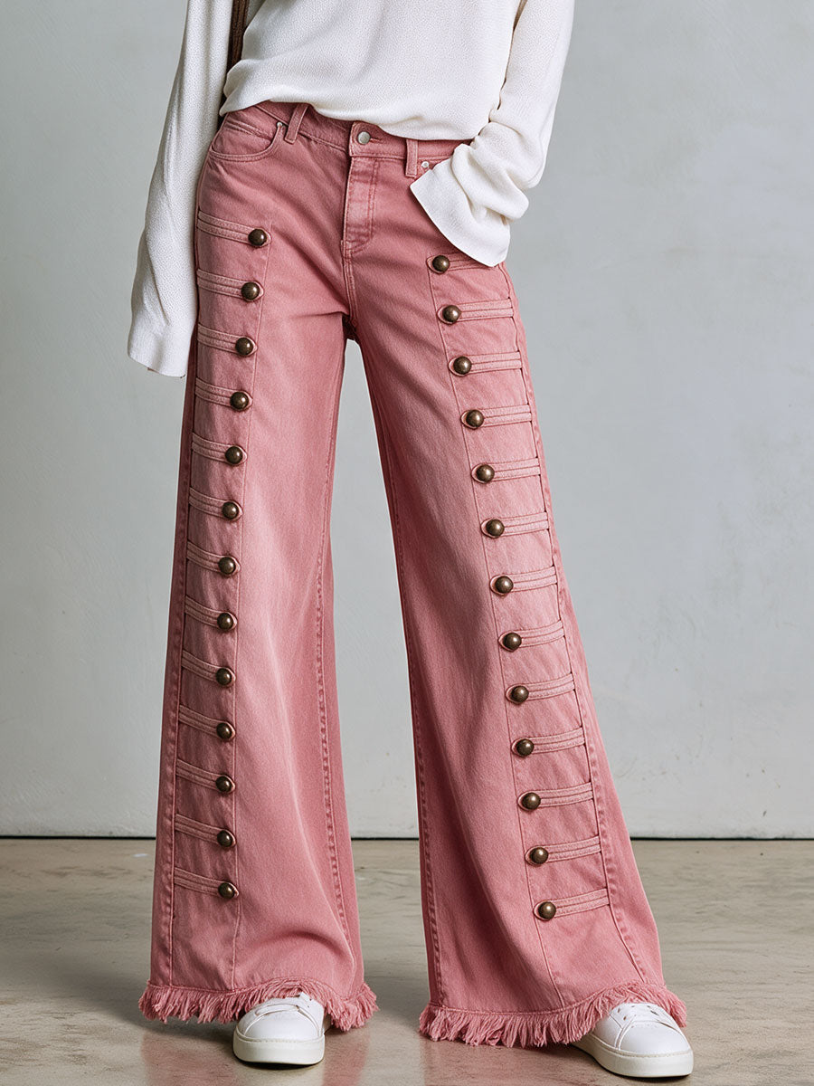 Alma-Dorothea | Women's Flared Button-Front Jeans