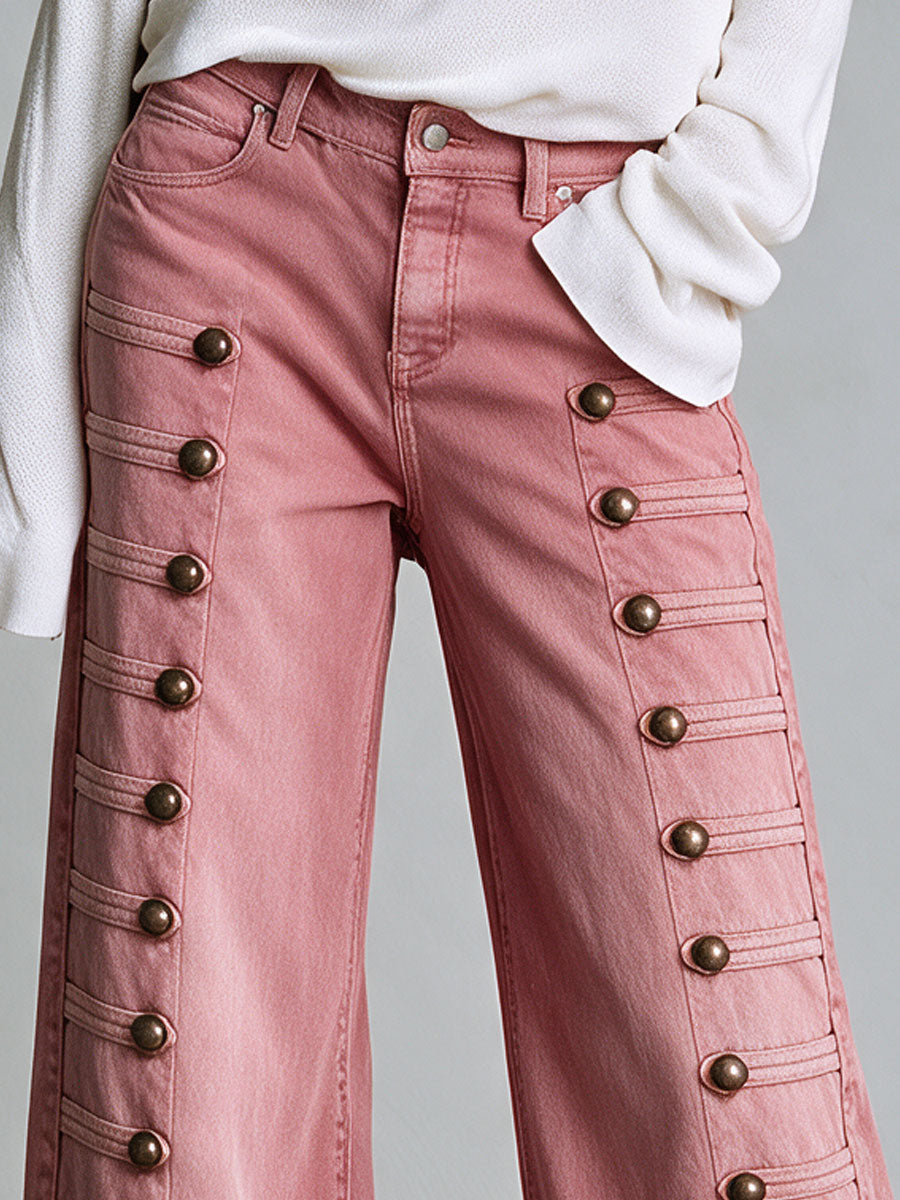 Alma-Dorothea | Women's Flared Button-Front Jeans