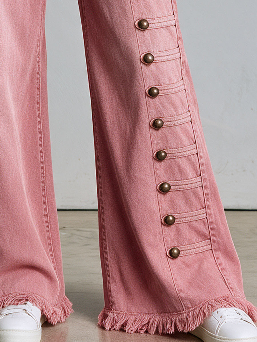 Alma-Dorothea | Women's Flared Button-Front Jeans