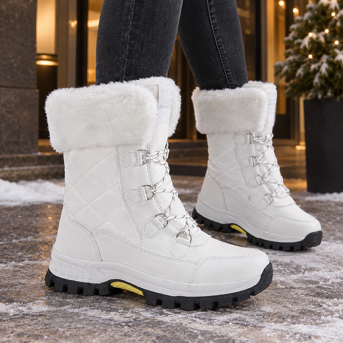 Ivy-Vera | Women's Fleece-Lined Lace-Up Ankle Boots