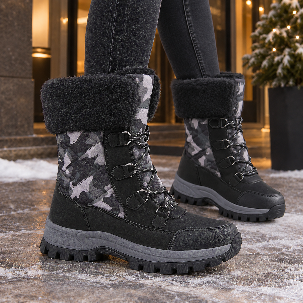 Ivy-Vera | Women's Fleece-Lined Lace-Up Ankle Boots
