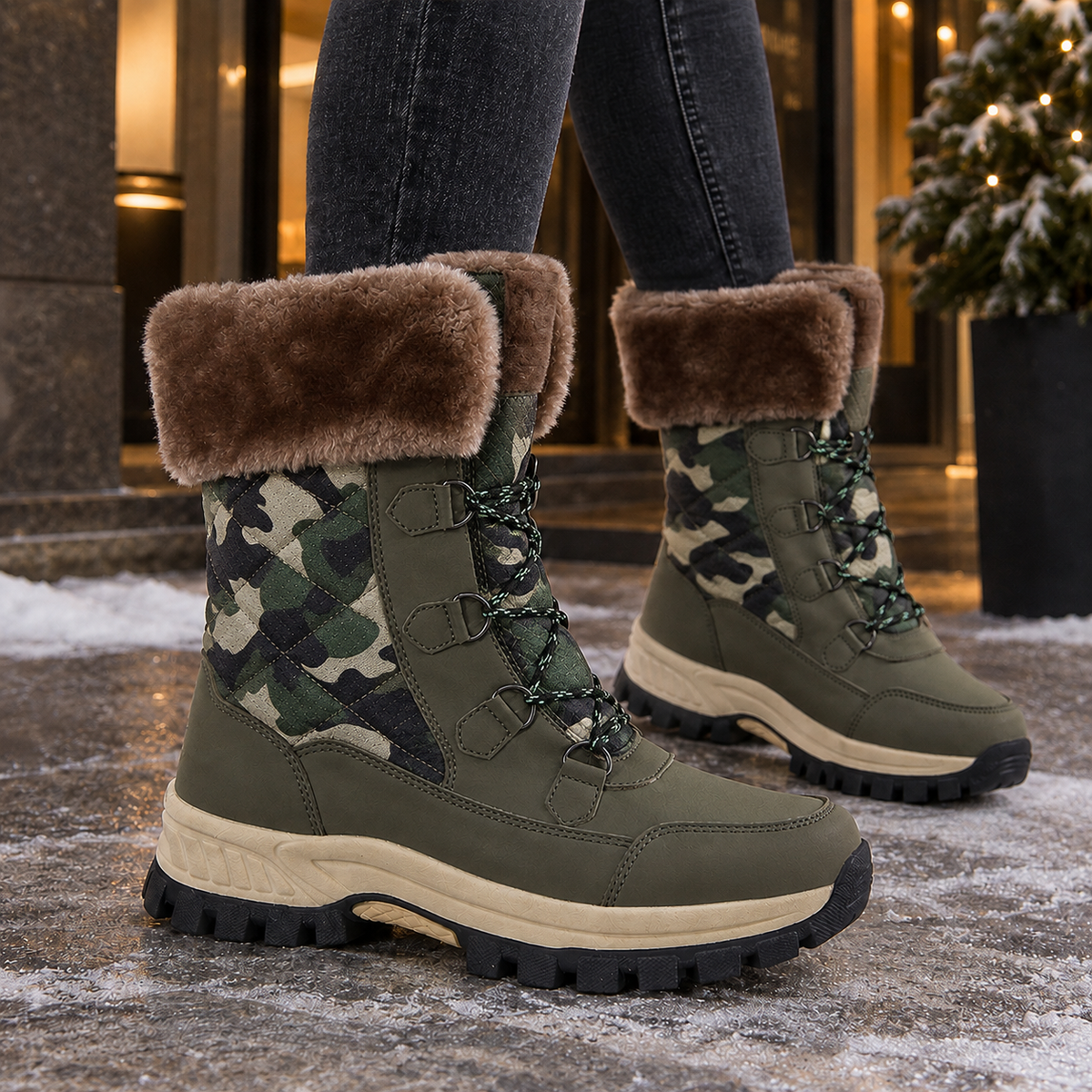 Ivy-Vera | Women's Fleece-Lined Lace-Up Ankle Boots