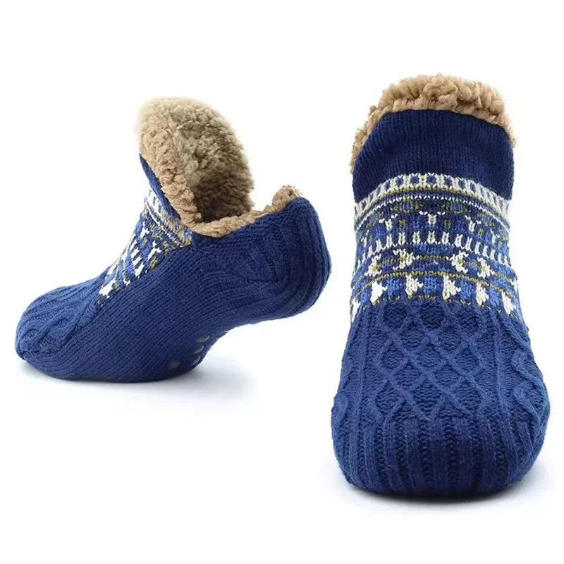 Renata-June | Women's Fleece-Lined Snow Print Mid-Calf Socks