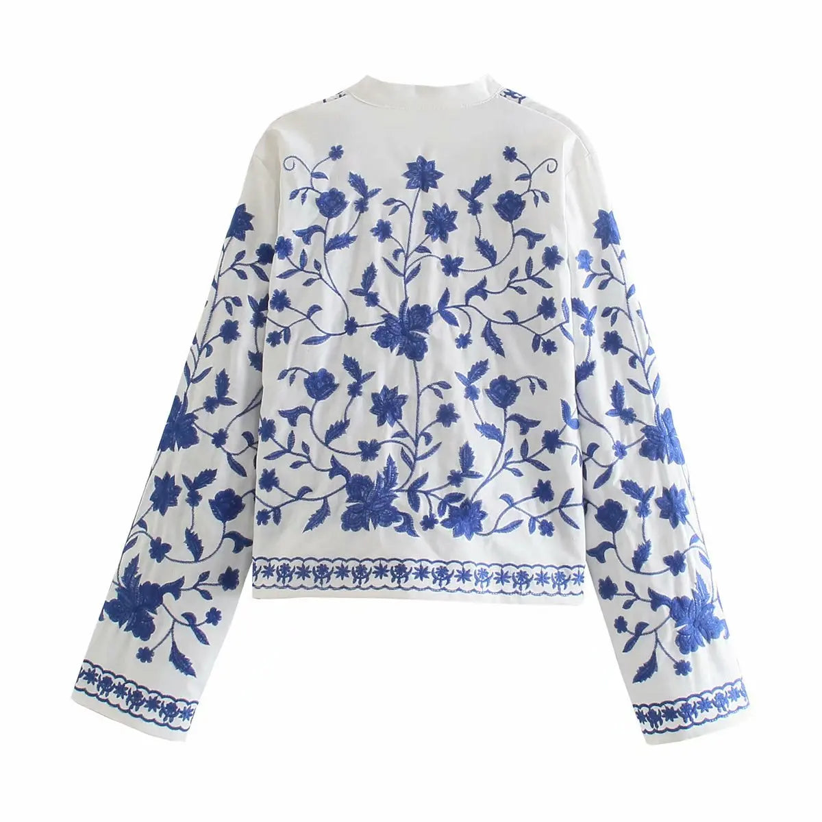 Opal-Rhea | Women's Floral Embroidered Denim Cardigan Jacket