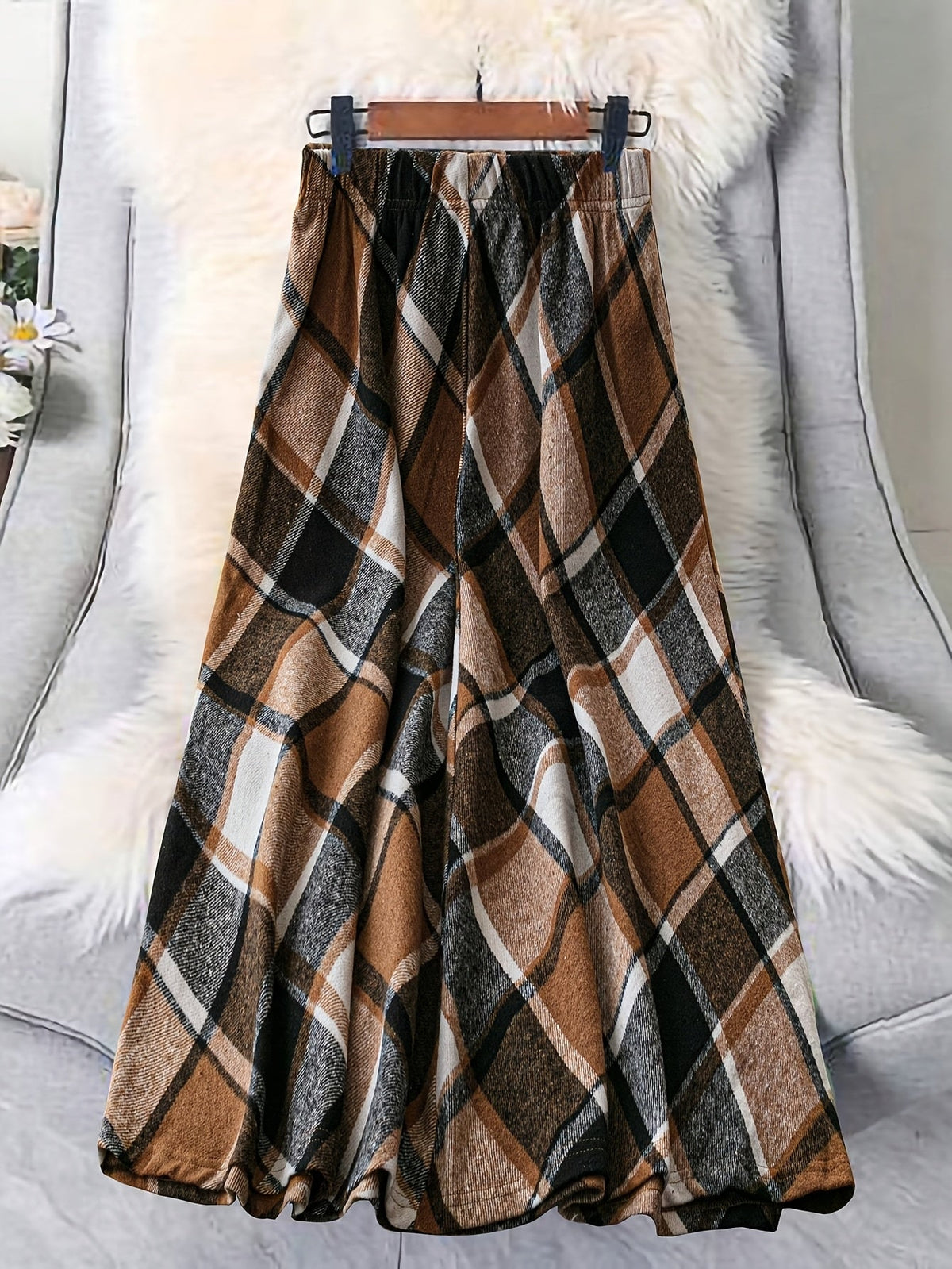 Clara | Women's Flowing Plaid A-Line Skirt