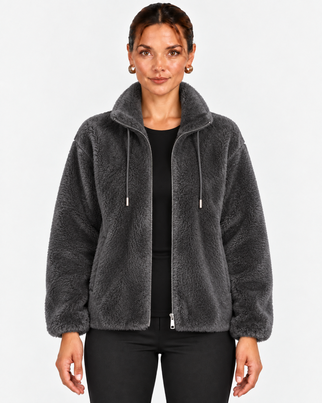 Regina-Ivy | Women's Fluffy Faux Fur High-Collar Coat