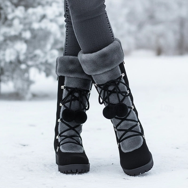 Johanna | Women's Fur-Trim Lace-Up Mid-Calf Winter Boots