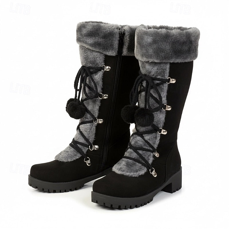 Johanna | Women's Fur-Trim Lace-Up Mid-Calf Winter Boots