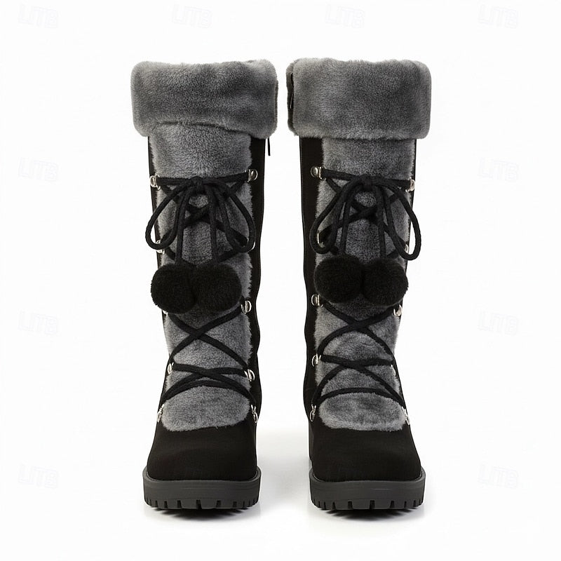 Johanna | Women's Fur-Trim Lace-Up Mid-Calf Winter Boots