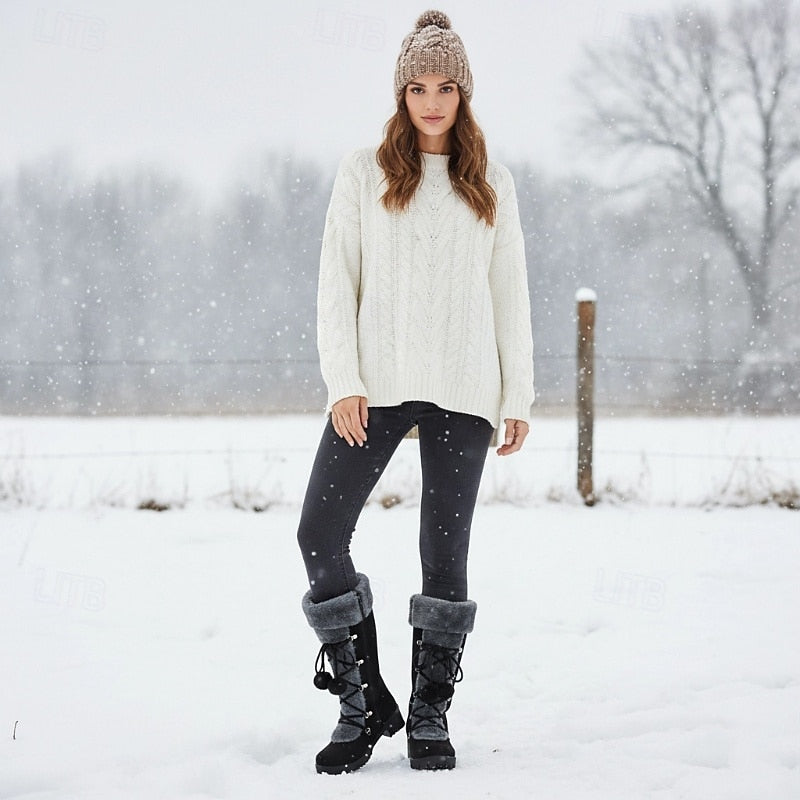 Johanna | Women's Fur-Trim Lace-Up Mid-Calf Winter Boots