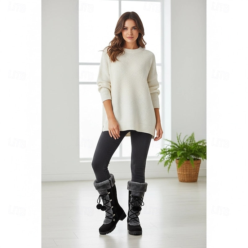 Johanna | Women's Fur-Trim Lace-Up Mid-Calf Winter Boots