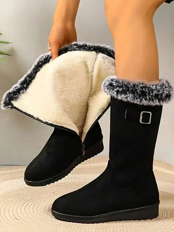 Zelda-Viola | Women's Fur-Trimmed Pull-On Ankle Boots