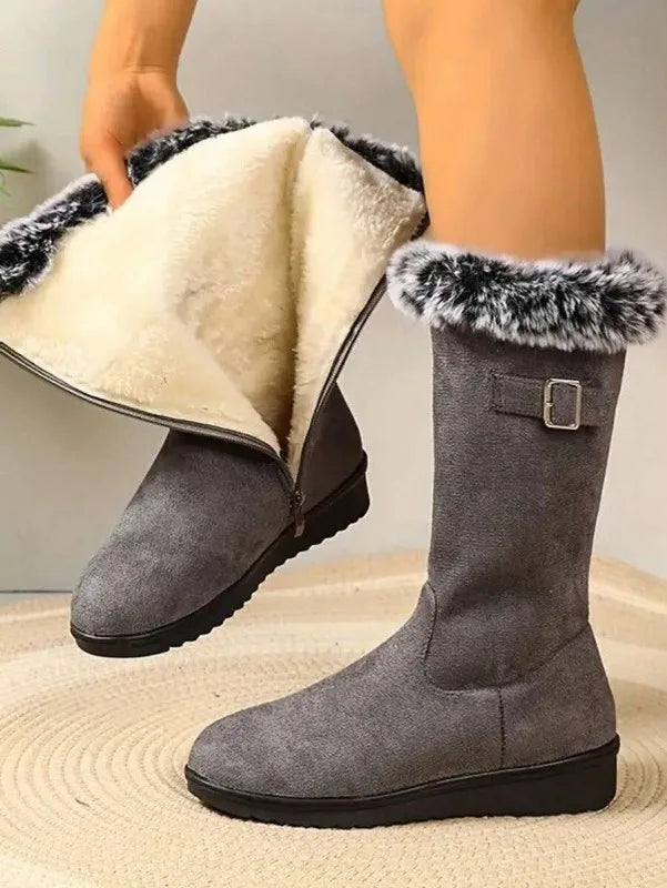 Zelda-Viola | Women's Fur-Trimmed Pull-On Ankle Boots