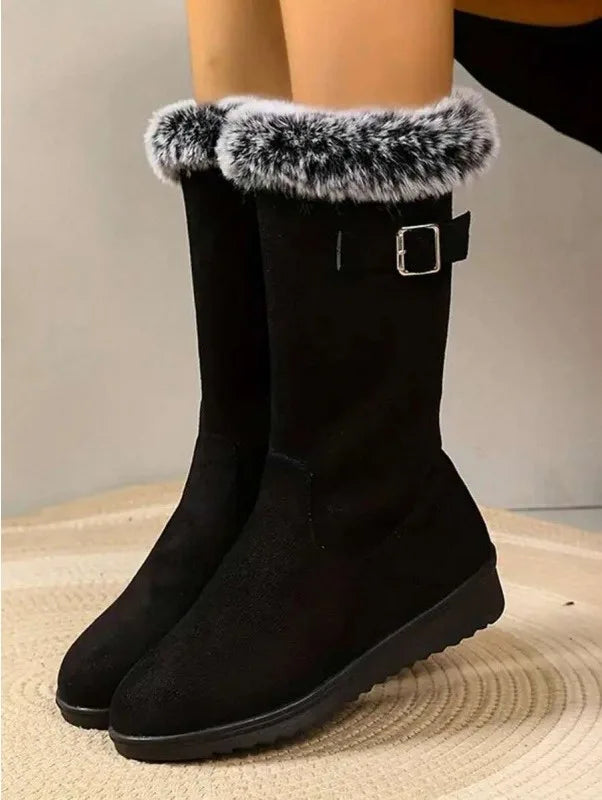 Zelda-Viola | Women's Fur-Trimmed Pull-On Ankle Boots