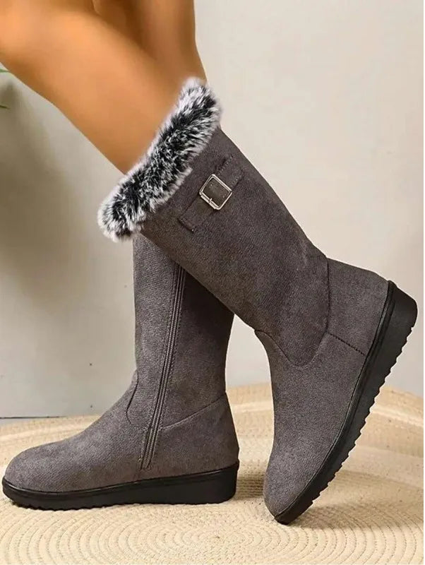 Zelda-Viola | Women's Fur-Trimmed Pull-On Ankle Boots