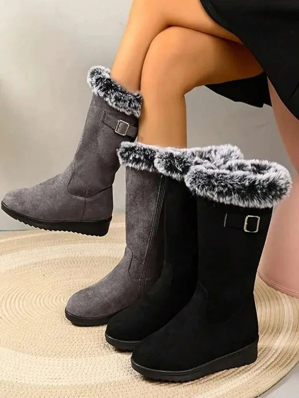 Zelda-Viola | Women's Fur-Trimmed Pull-On Ankle Boots