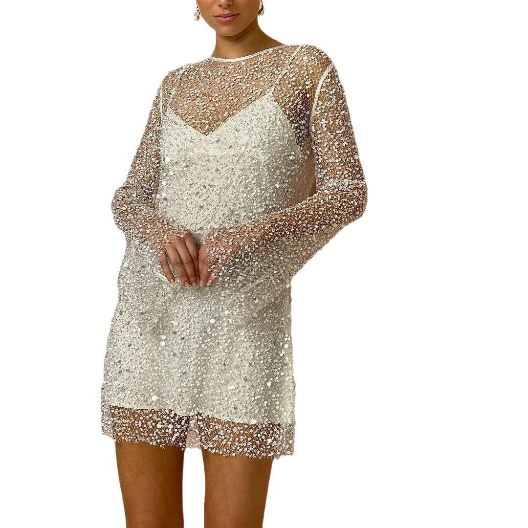Lottie-Matilda | Women's Glitter Sheer-Overlay Mini Dress
