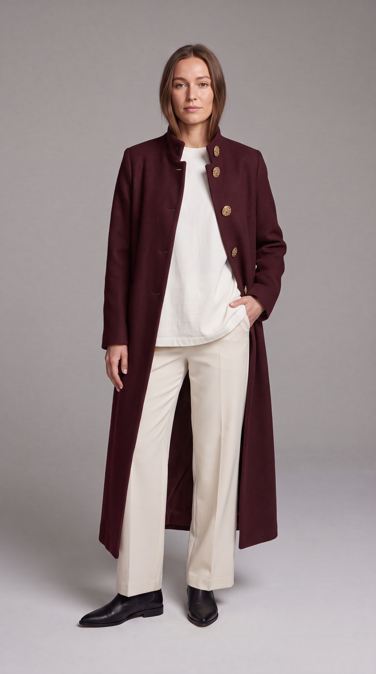 Bridget | Women's Gold-Button Longline Knit Gilet
