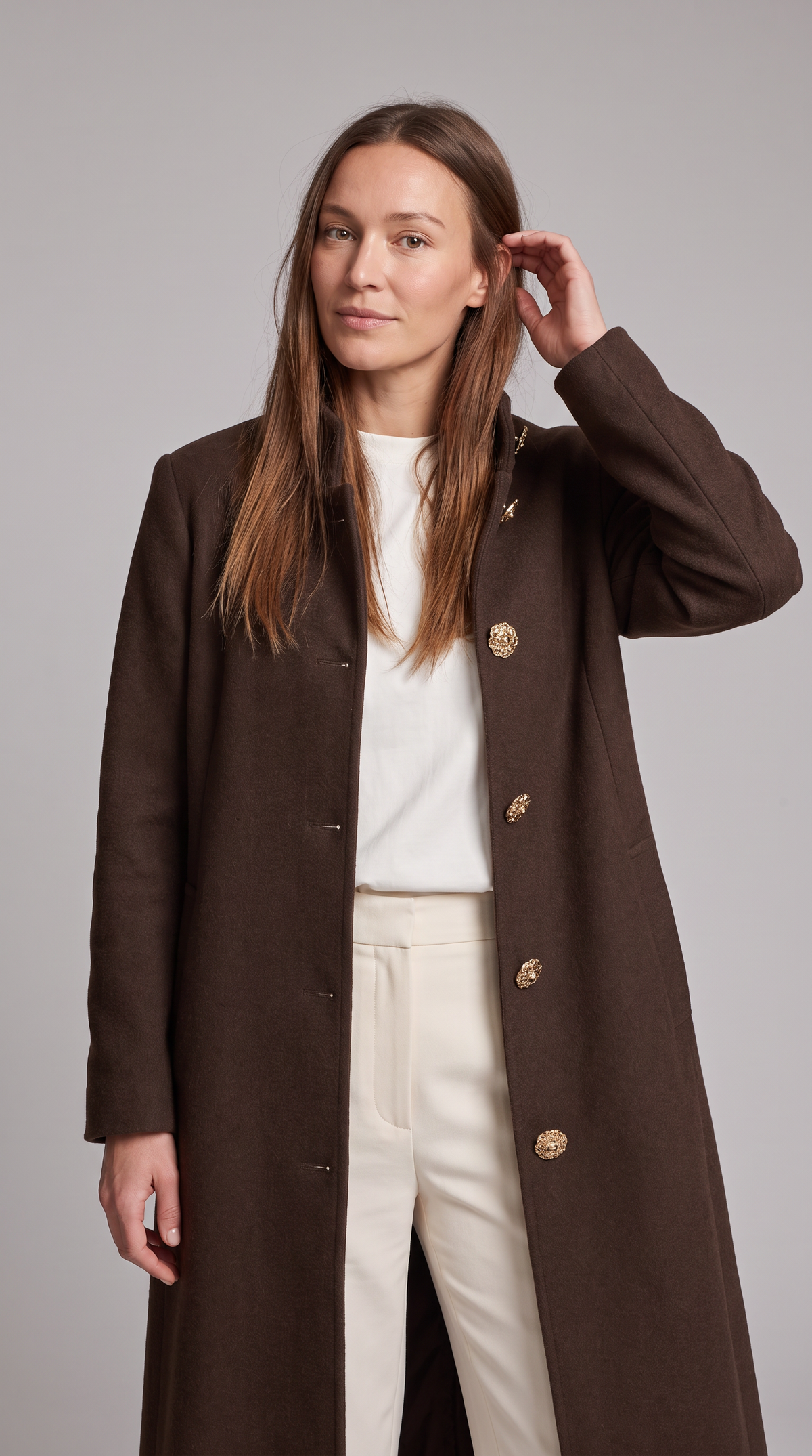Bridget | Women's Gold-Button Longline Knit Gilet
