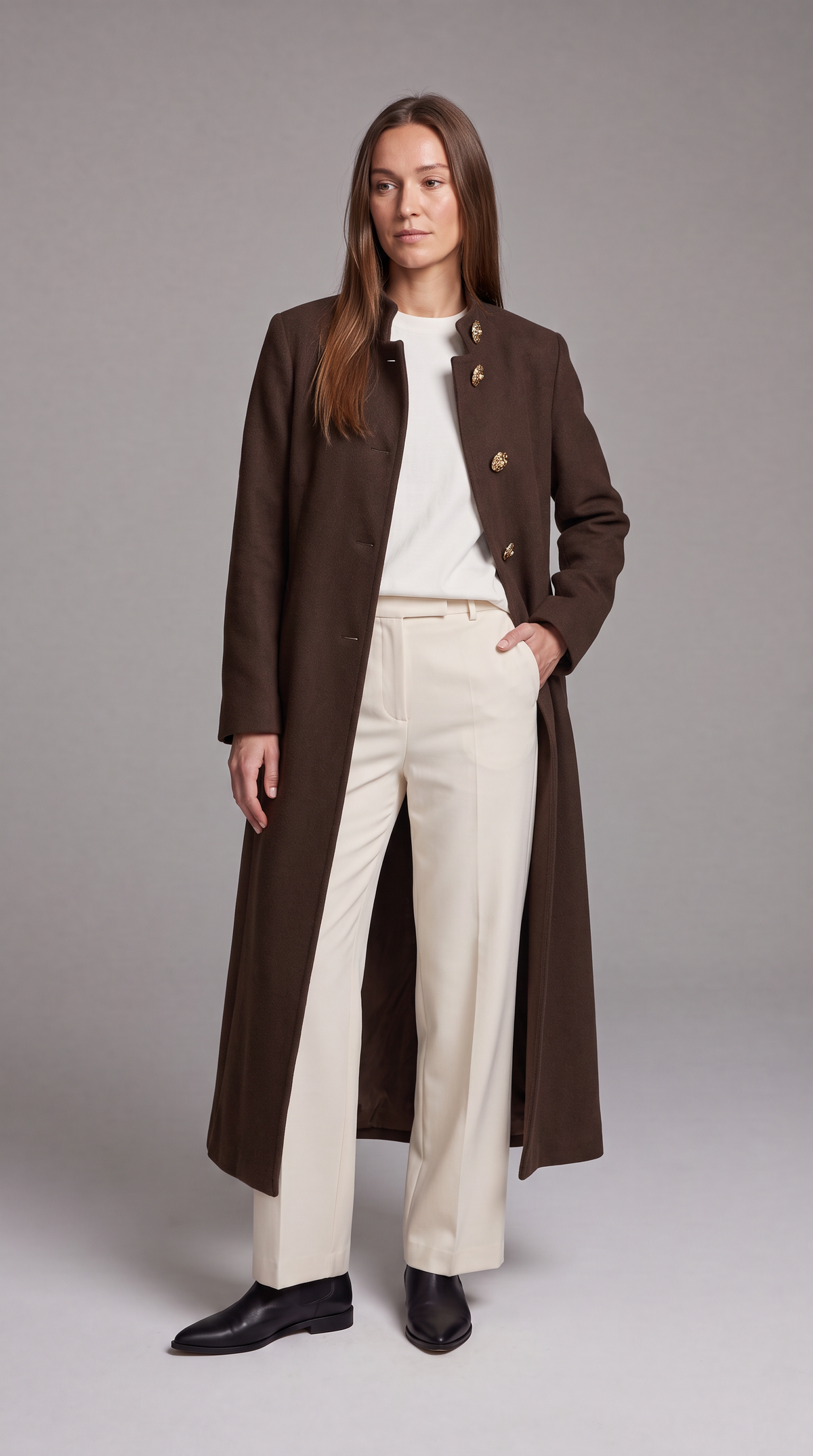Bridget | Women's Gold-Button Longline Knit Gilet