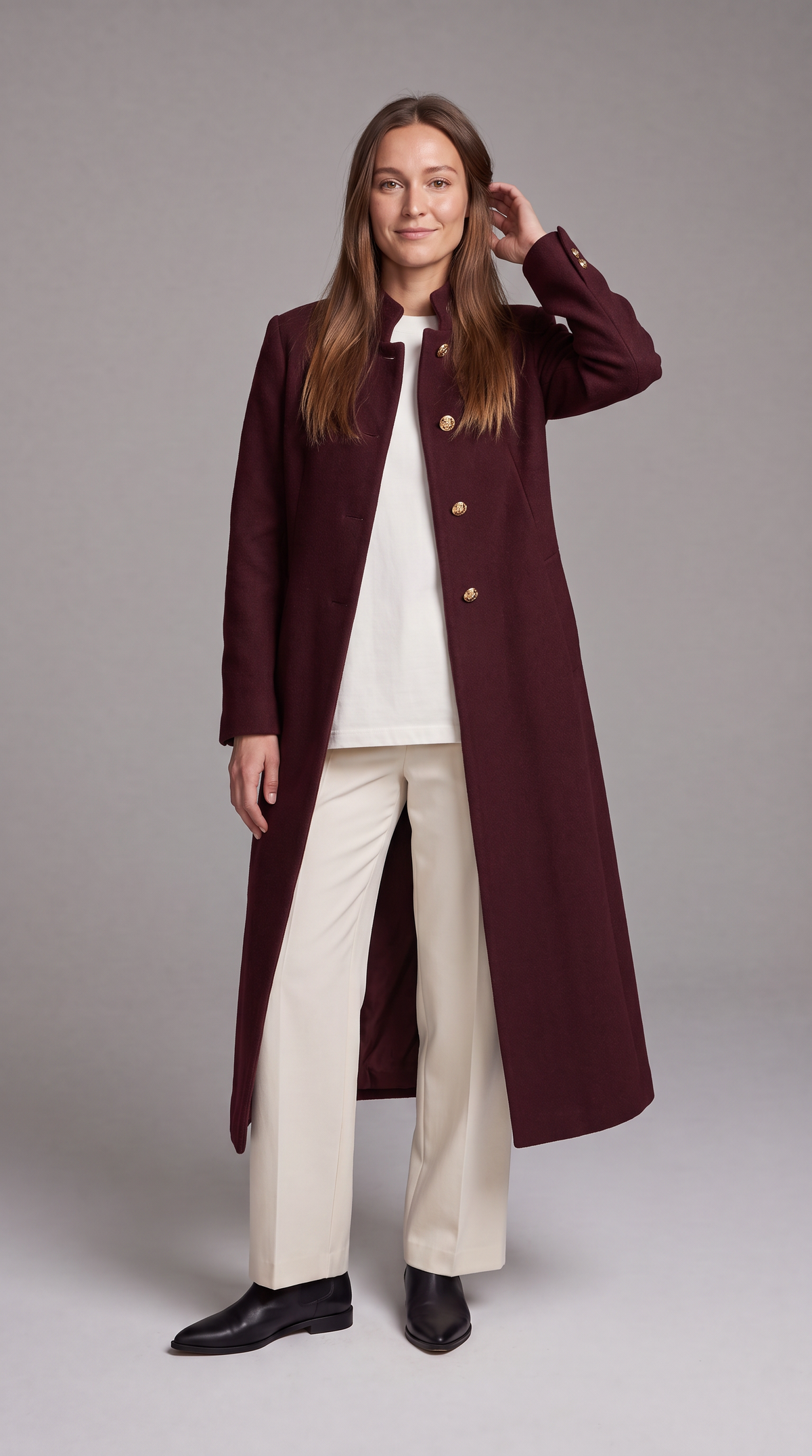 Bridget | Women's Gold-Button Longline Knit Gilet