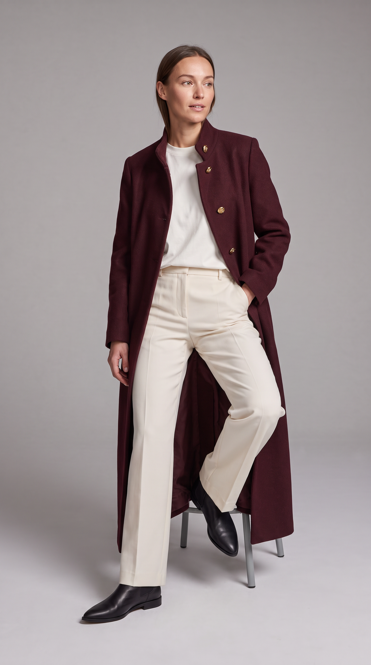 Bridget | Women's Gold-Button Longline Knit Gilet