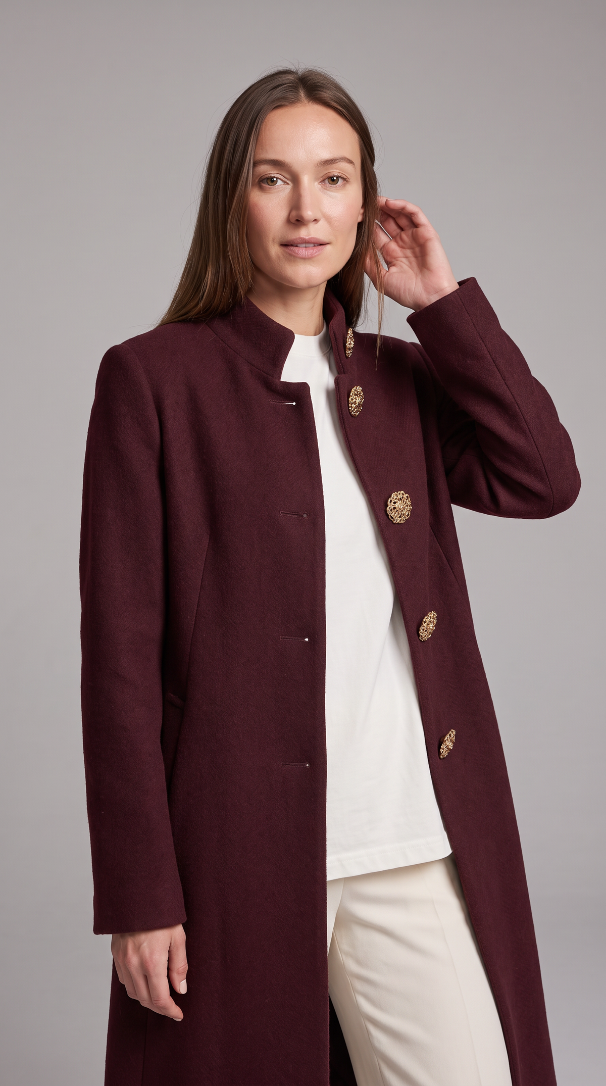 Bridget | Women's Gold-Button Longline Knit Gilet