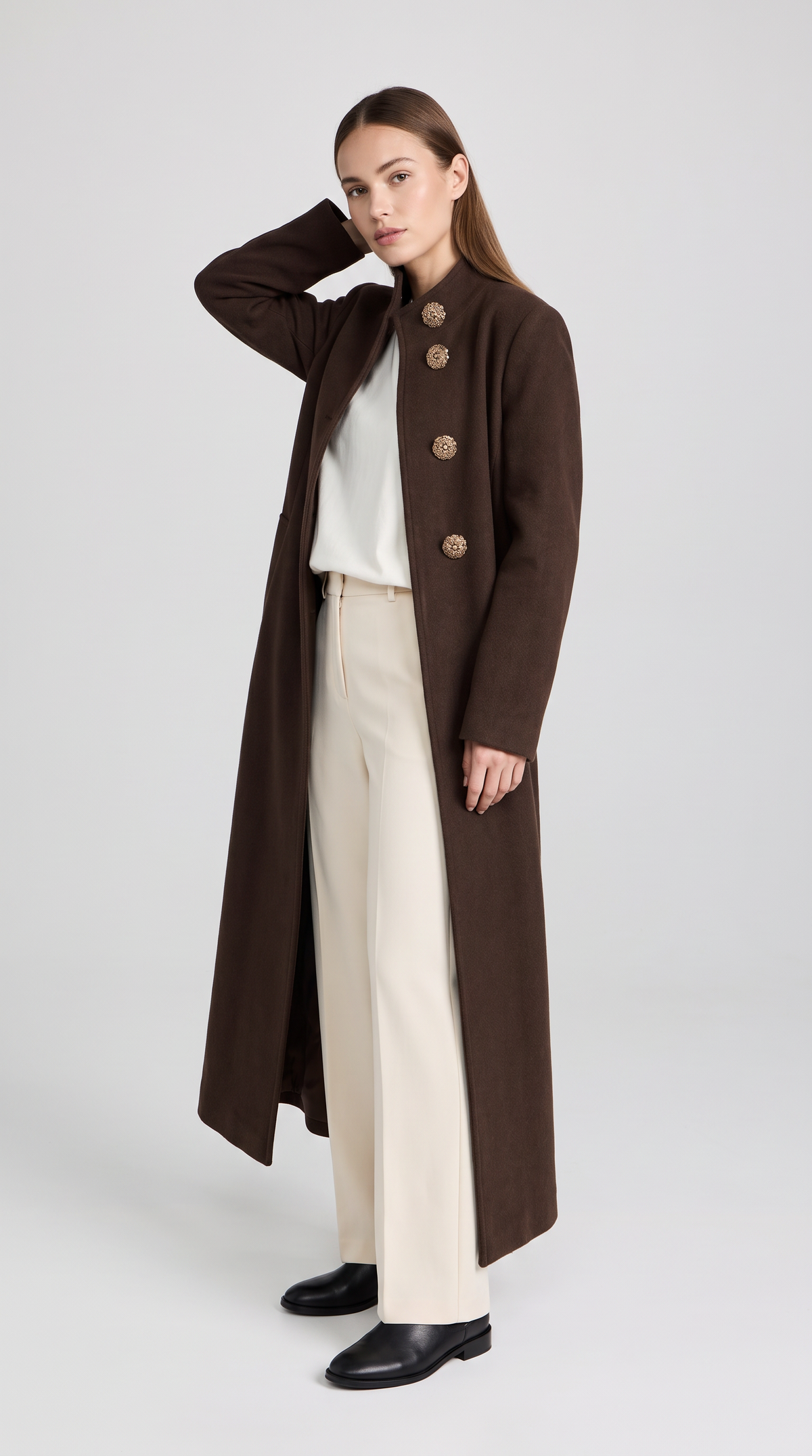 Bridget | Women's Gold-Button Longline Knit Gilet