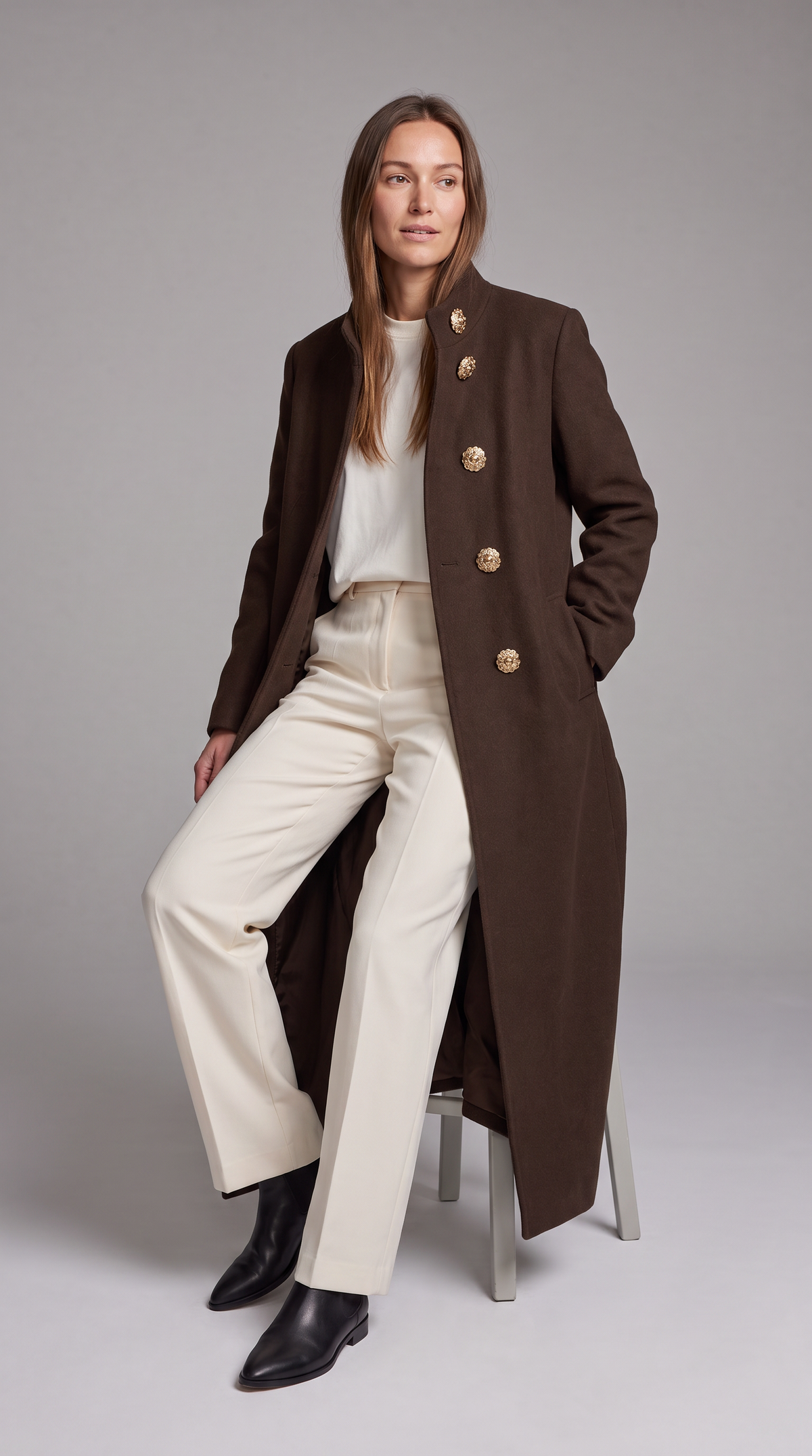Bridget | Women's Gold-Button Longline Knit Gilet