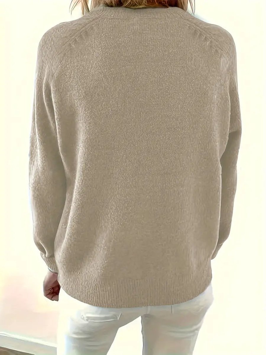 Birgit | Women's Half-Button V-Neck Collar Knit Jumper