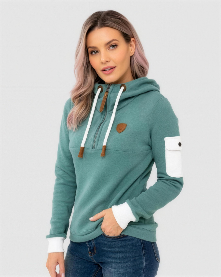 Sabine | Women's Half-Zip Essentials Hoodie with Adjustable Hood