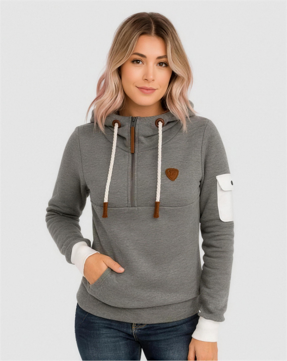 Sabine | Women's Half-Zip Essentials Hoodie with Adjustable Hood