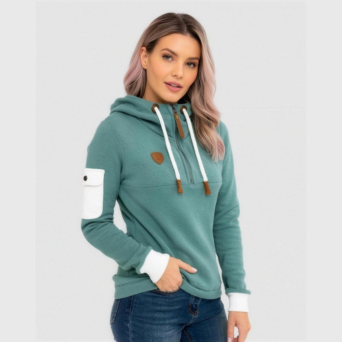 Sabine | Women's Half-Zip Essentials Hoodie with Adjustable Hood