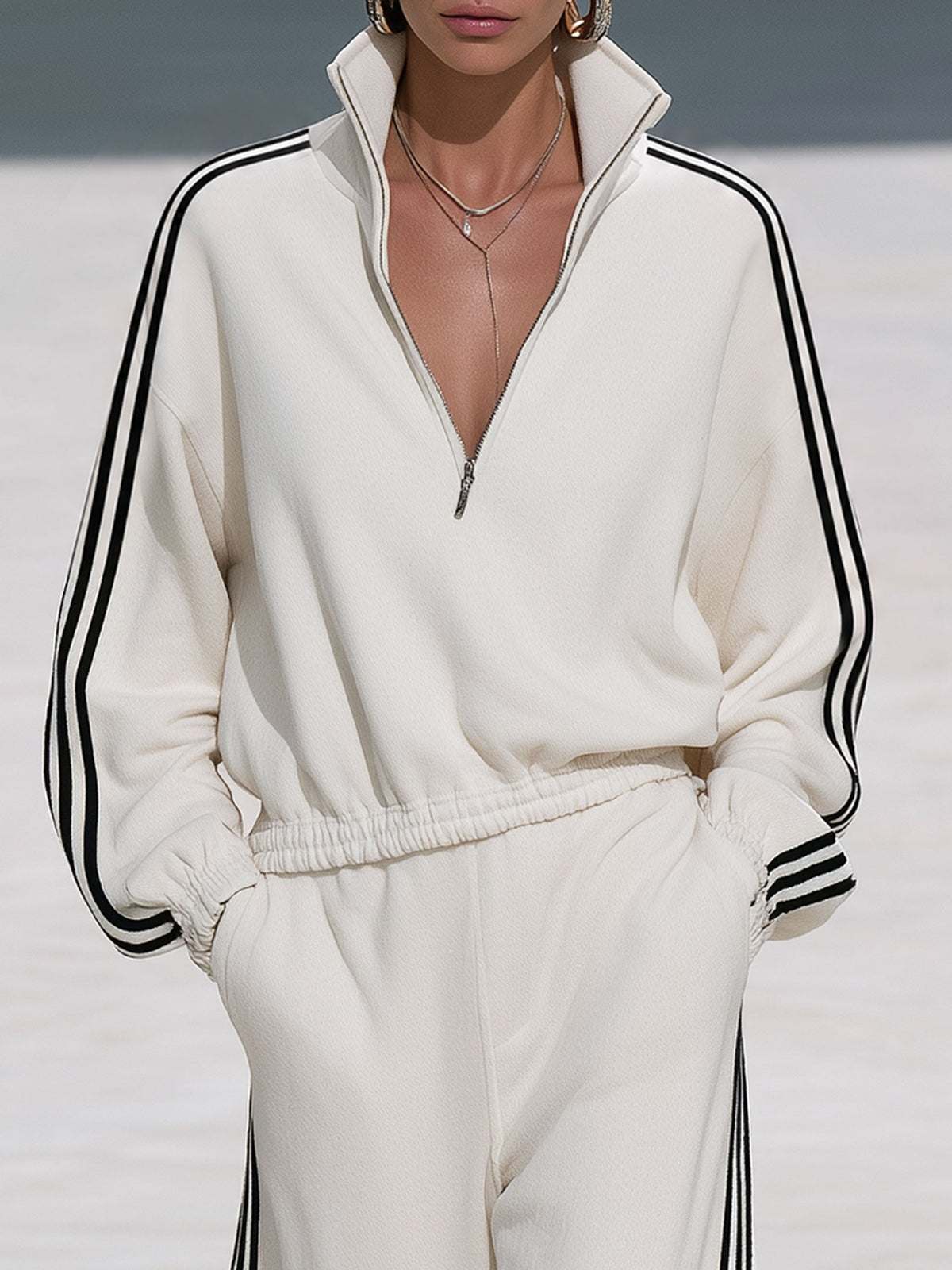 Gwendolyn | Women's Half-Zip Sweatshirt & Wide-Leg Pants Set