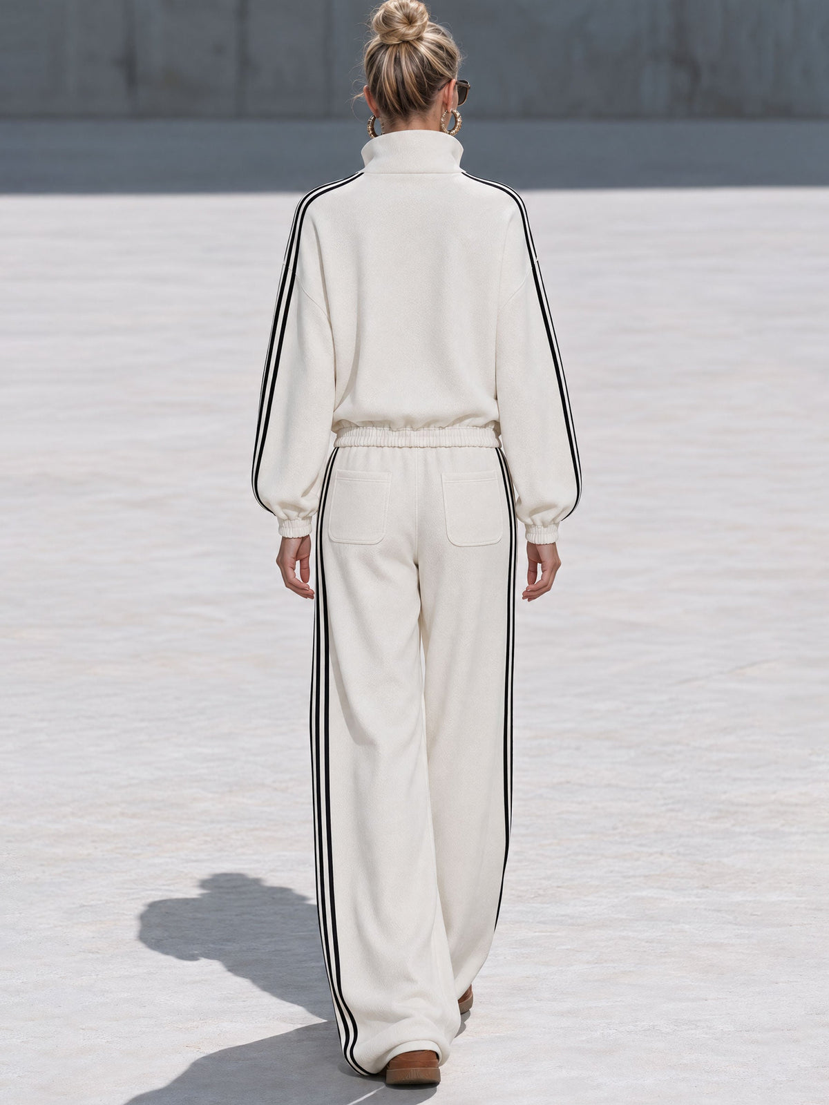 Gwendolyn | Women's Half-Zip Sweatshirt & Wide-Leg Pants Set