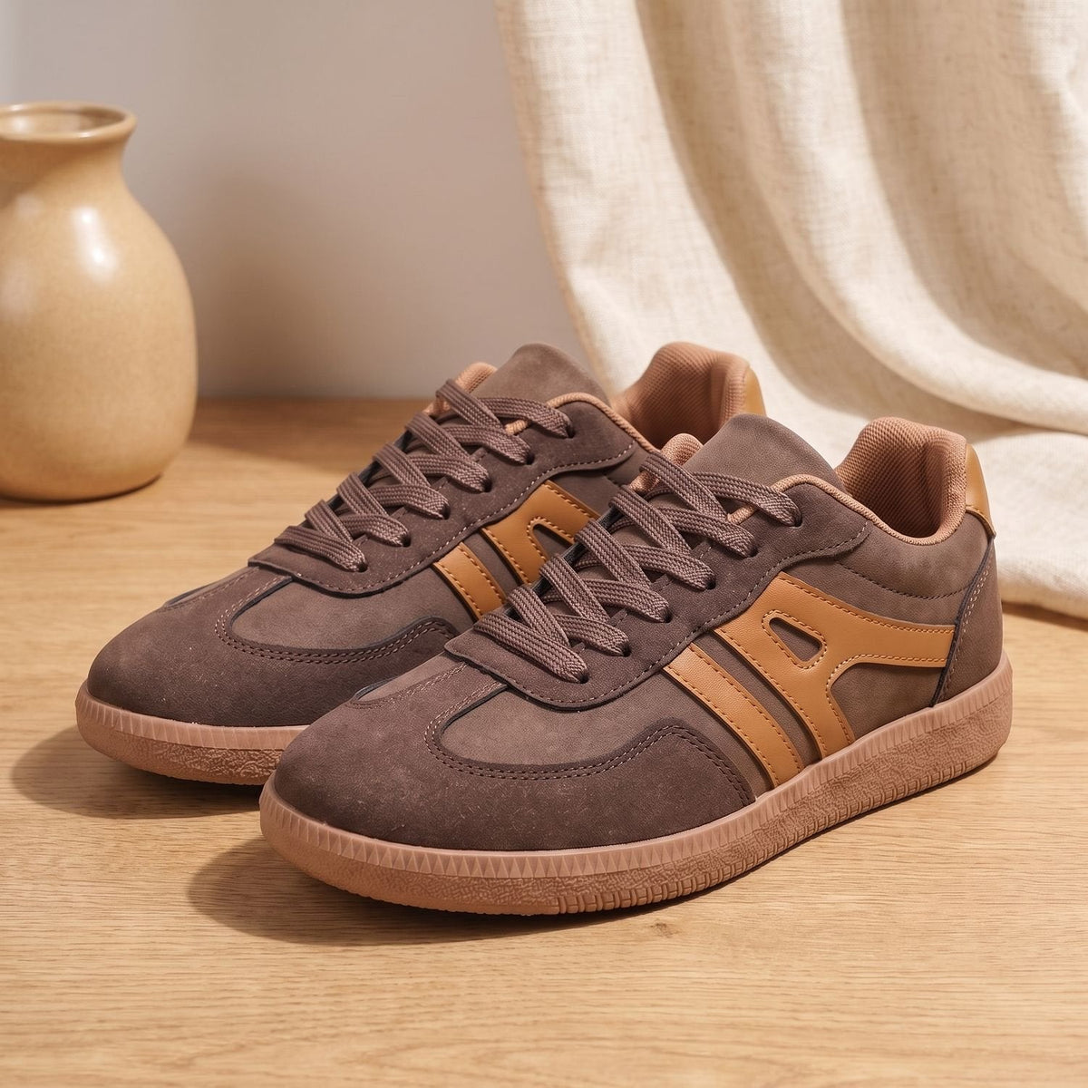 Johanna-Winifred | Women's Hidden-Wedge Lace-Up Retro Court Sneakers