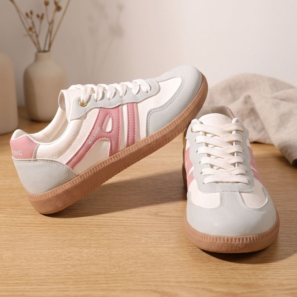 Johanna-Winifred | Women's Hidden-Wedge Lace-Up Retro Court Sneakers