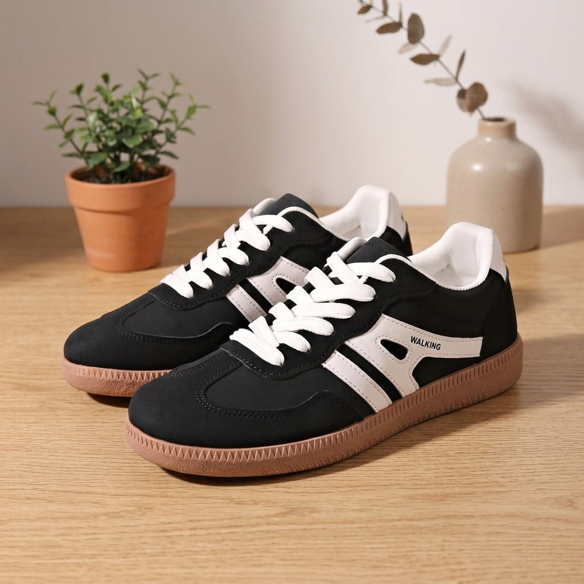 Johanna-Winifred | Women's Hidden-Wedge Lace-Up Retro Court Sneakers
