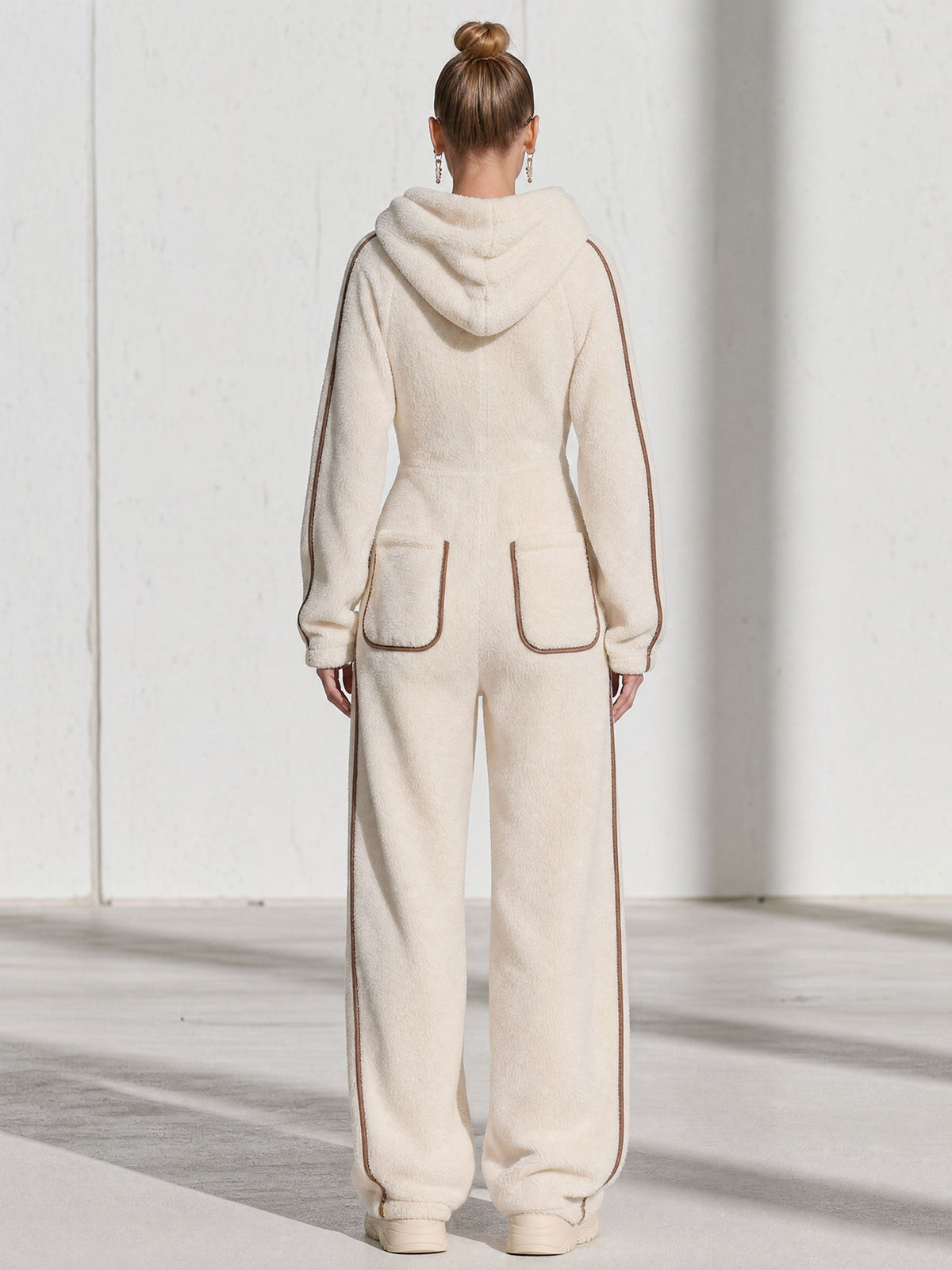 Annelise-Erna | Women's Hooded Fleece Color-Block Jumpsuit