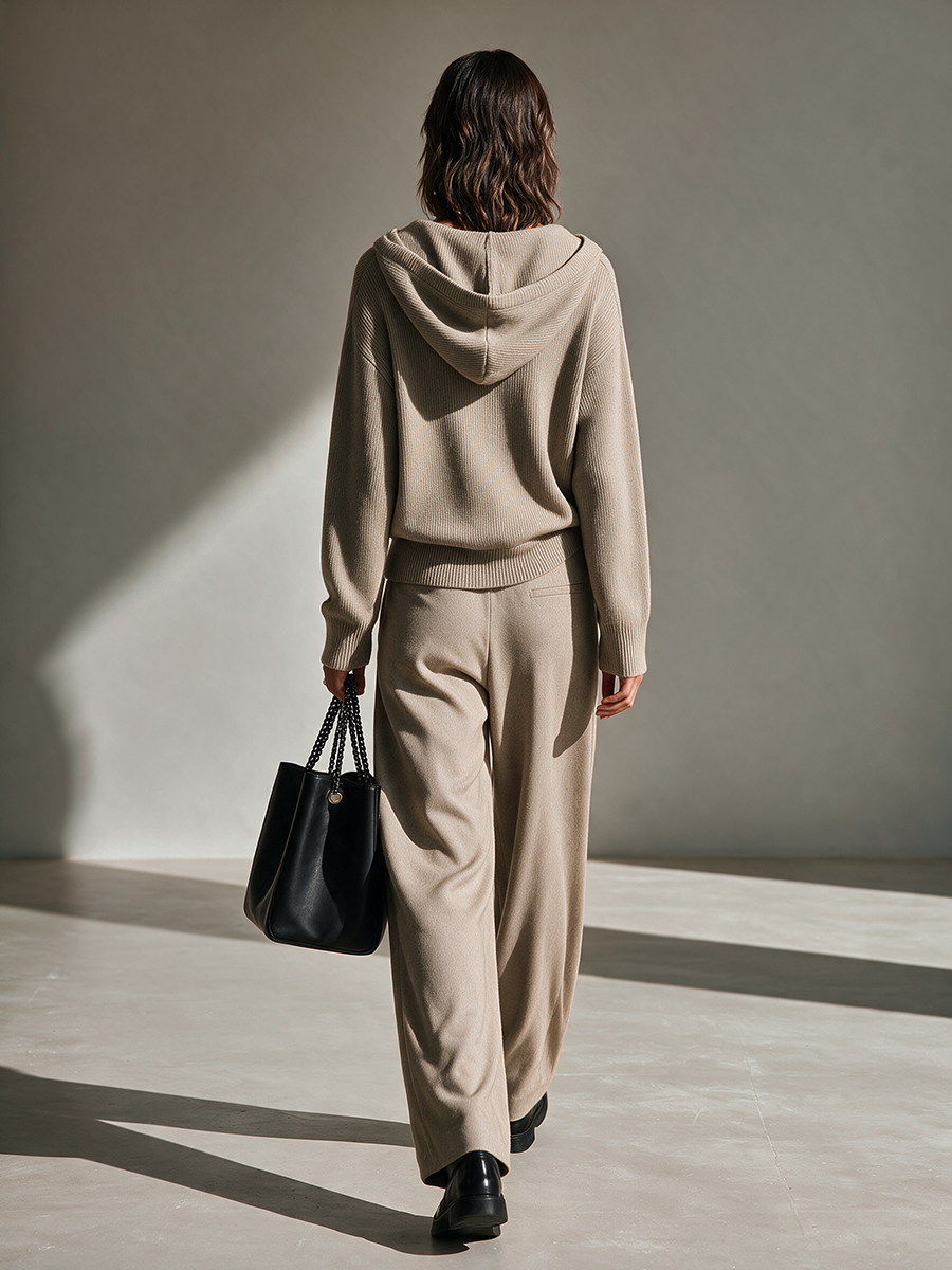 Nadine | Women's Hooded Knit Top & Wide-Leg Pants Set
