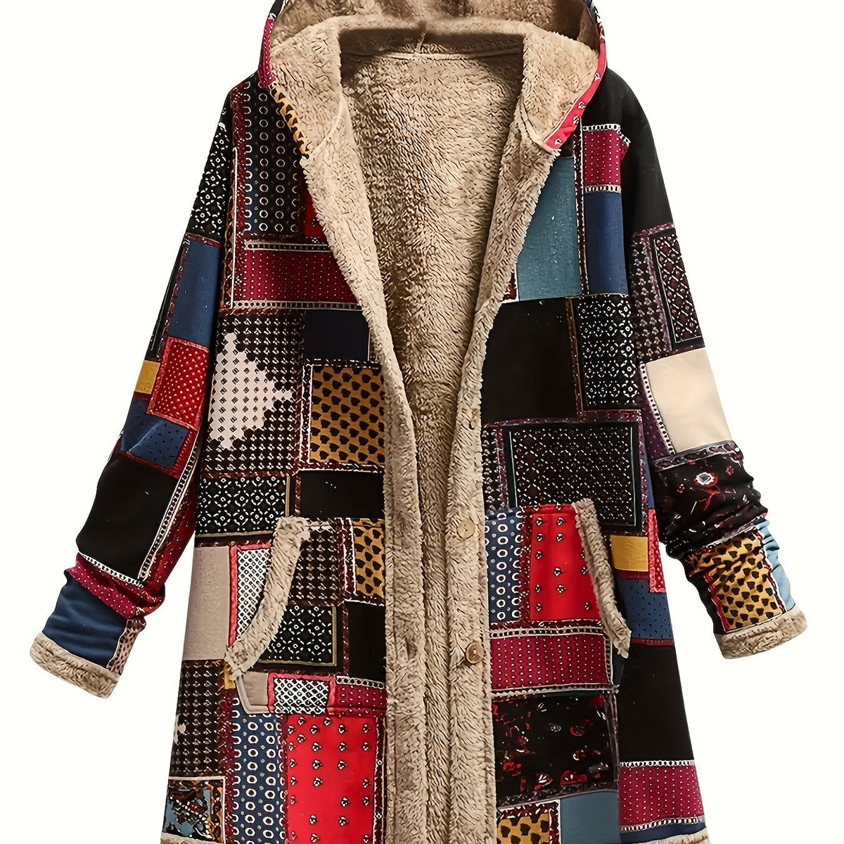 Georgia | Women's Hooded Patchwork Longline Coat