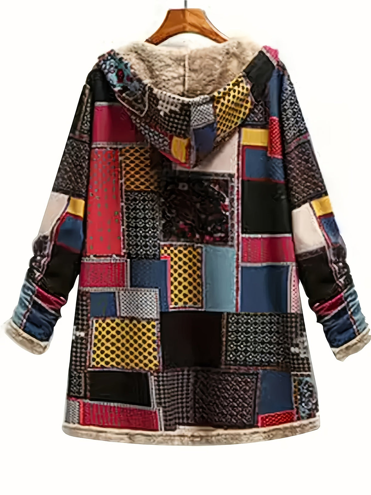 Georgia | Women's Hooded Patchwork Longline Coat