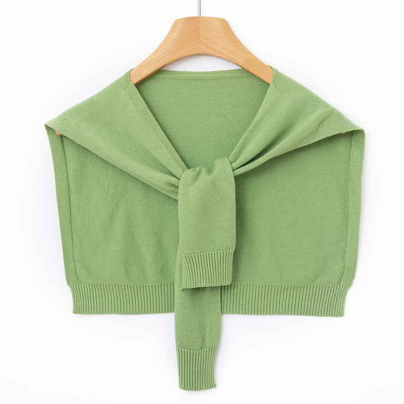 Ingrid-Olive | Women's Knit Wrap Shoulder Warmer with Tie Front