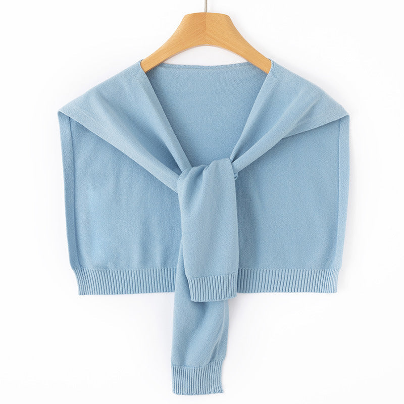 Ingrid-Olive | Women's Knit Wrap Shoulder Warmer with Tie Front