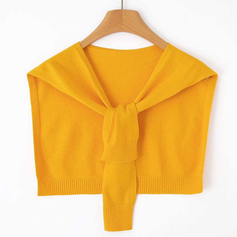 Ingrid-Olive | Women's Knit Wrap Shoulder Warmer with Tie Front